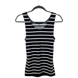 Worthington Black White Striped Tank Top Sleeveless Scoop Neck Seamless Size S M